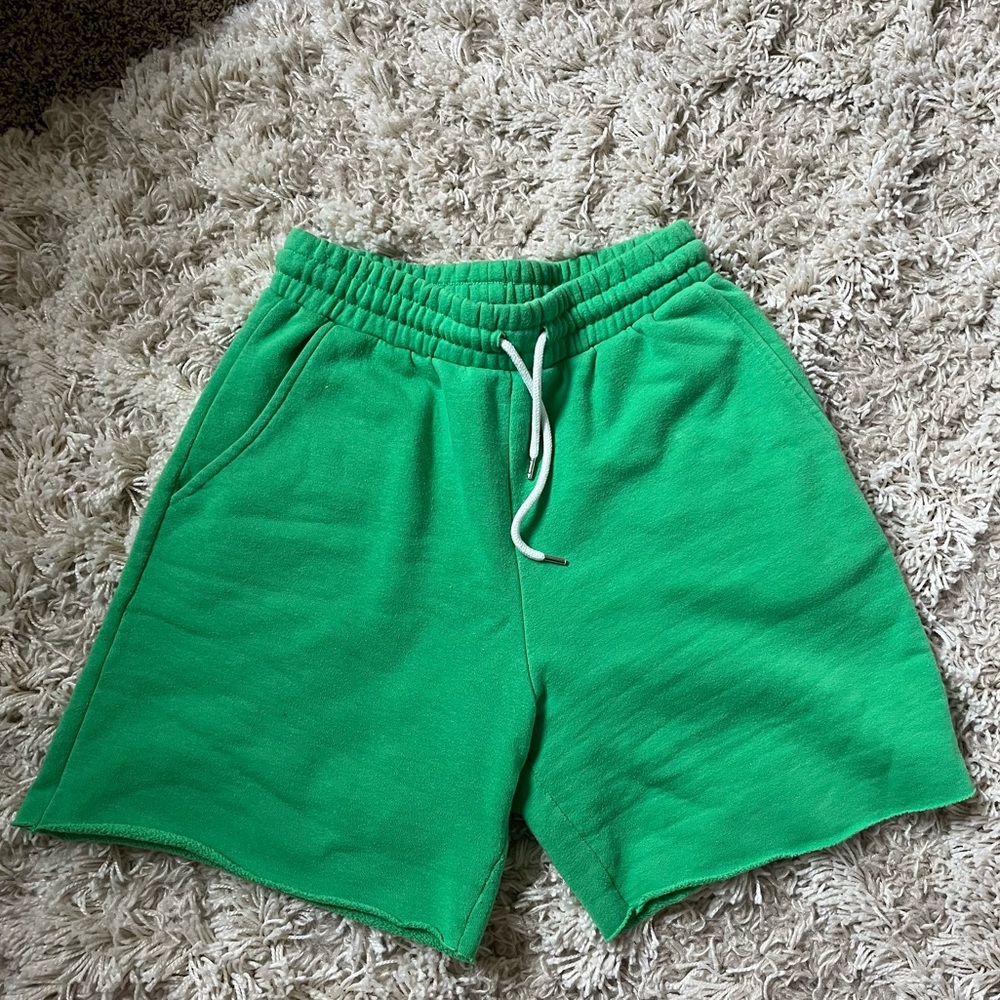 Green drawstring shorts